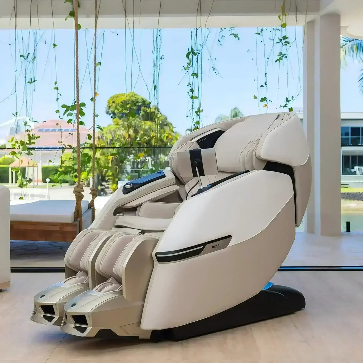Advanced AI Robotic Massage Chair (Beige) - Rotai - Best Massage Chair in Dubai UAE - Shop massage chairs in UAE, Saudi Arabia -Therapy Massage Chairs - Back, Neck, & Leg Pain Relief