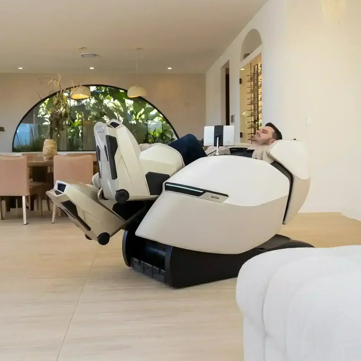 Advanced AI Robotic Massage Chair (Beige) - Rotai - Best Massage Chair in Dubai UAE - Shop massage chairs in UAE, Saudi Arabia -Therapy Massage Chairs - Back, Neck, & Leg Pain Relief